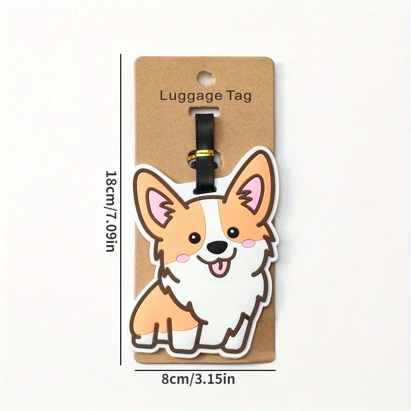 1pc mignon corgi accessoires de voyage étiquette de bagage créatif mode style silicone portable étiquette de voyage id porte-adresse