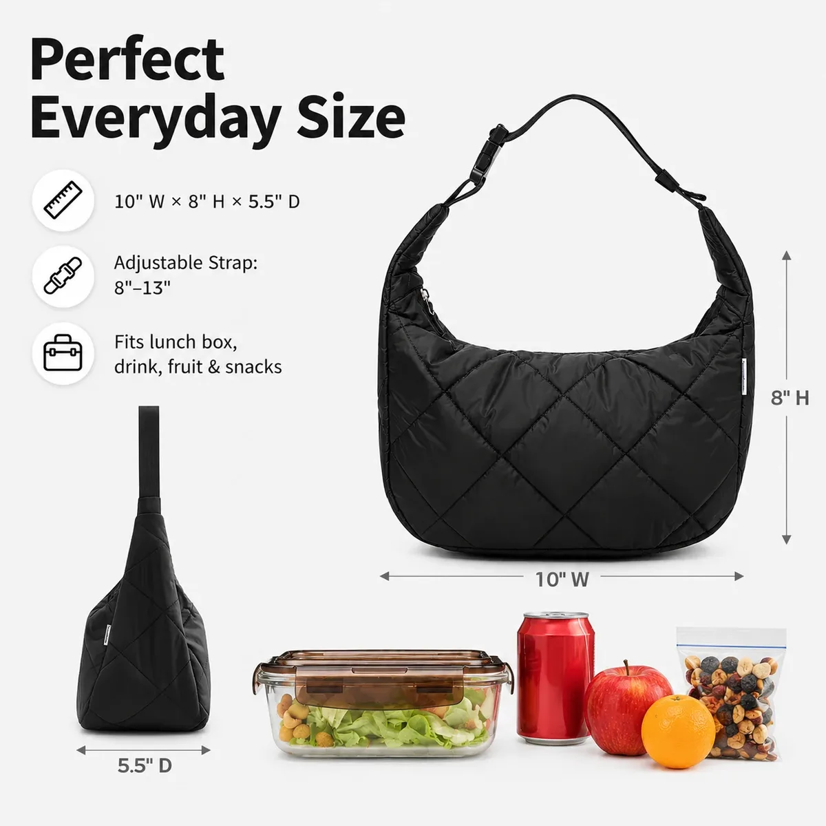 grand sac isotherme matelassé tendance pour femme, sac fourre-tout thermique imperméable pour le bureau, boîte à bento avec sangle