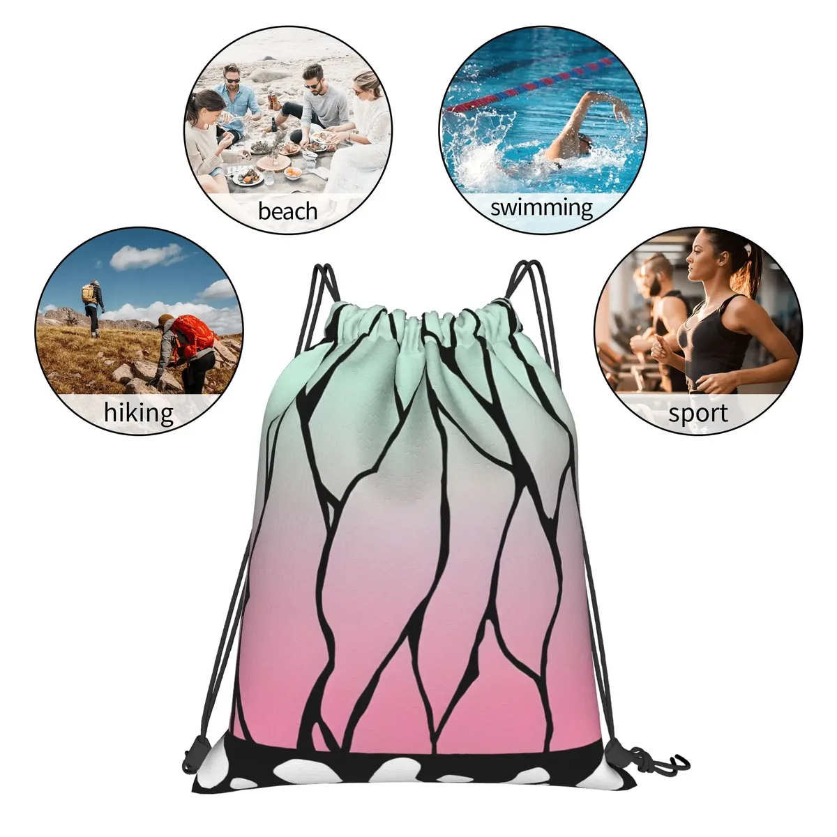 sac à dos avec cordon de serrage imprimé shinobu kocho cloak demon slayer, sac de rangement pour hommes et femmes, sac de voyage pour adolescents, 1 pièce