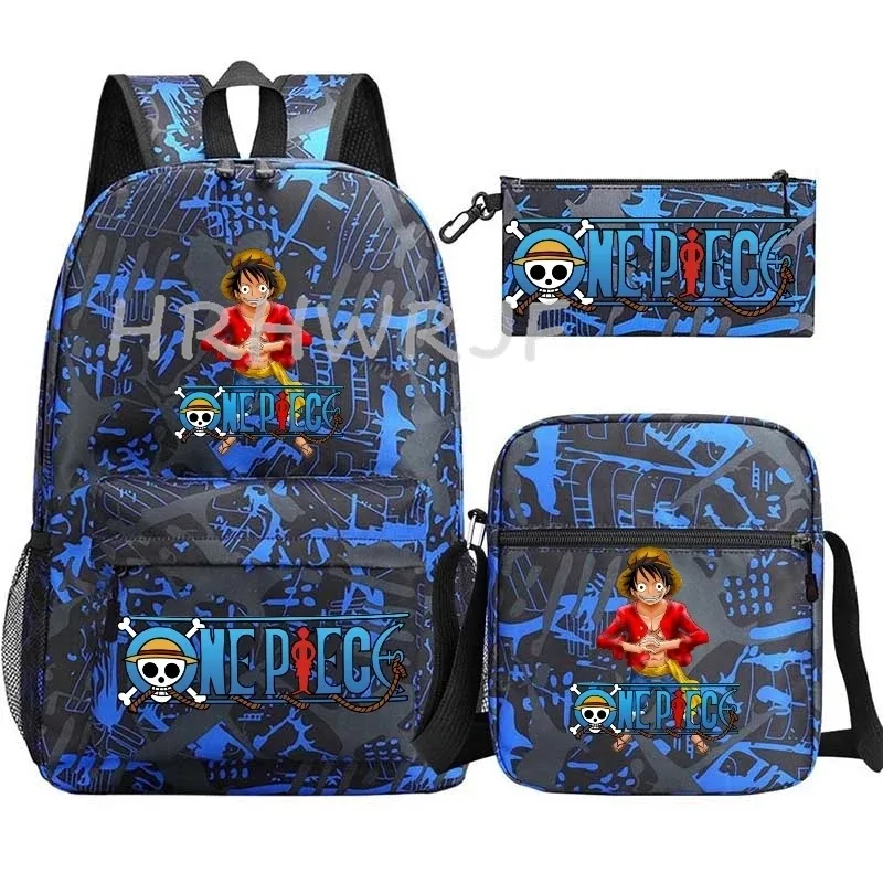 sac à dos one picec monkey d luffy, 3 pièces, sacs d'école pour garçons, sac à dos léger pour ordinateur portable, capacité pour étudiants, mochilas de voyage