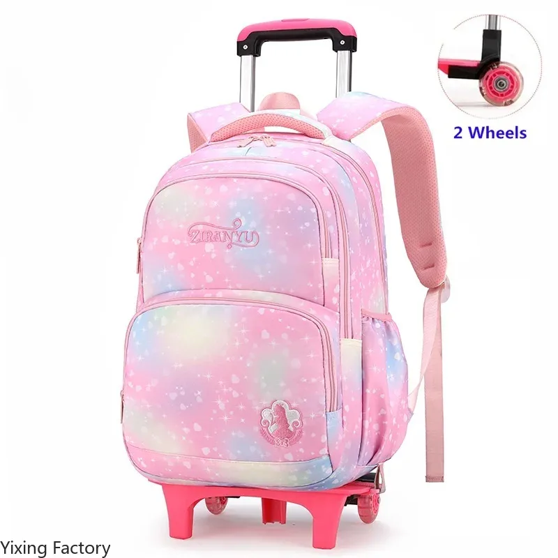 ensemble de sac à dos scolaire à roulettes pour enfants, sacs pour étudiants, sac à roulettes pour filles, cartable mignon, sac à dos à roulettes pour enfant
