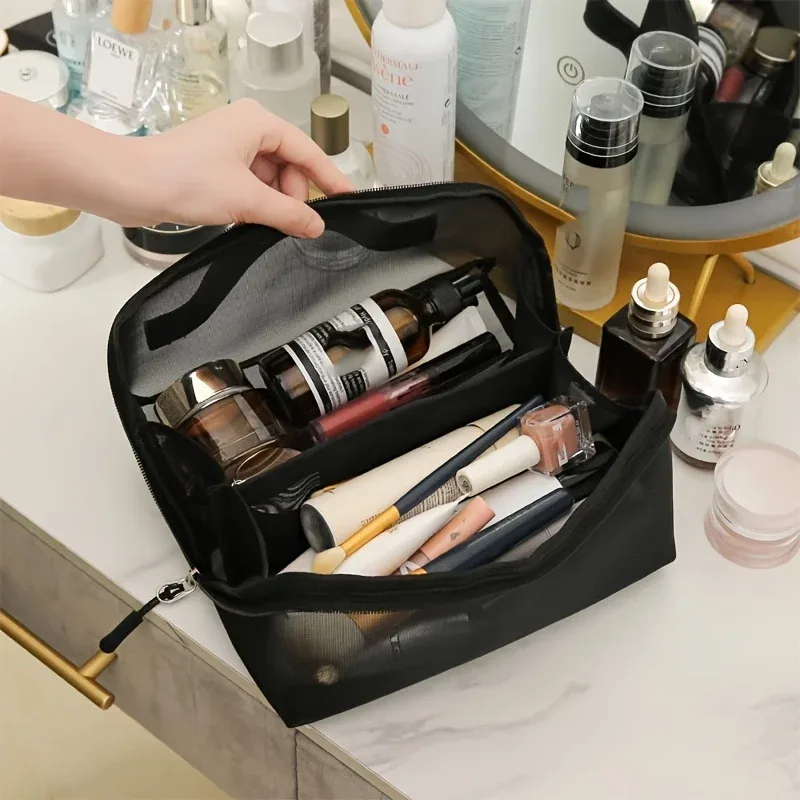 trousse de toilette grande capacité, sac de rangement transparent à fermeture éclair, trousse de toilette de voyage portable et visible