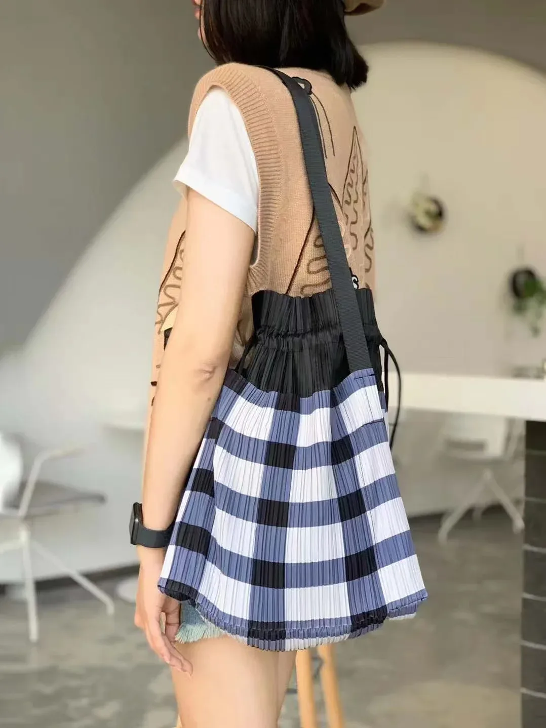miyake – sac à main multifonctionnel plissé avec cordon de serrage, rangement simple de grande capacité, sacs à dos de voyage à bandoulière pour femmes