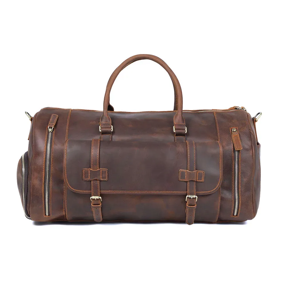 sac de voyage en cuir pleine fleur de vachette s.worker, style vintage, grand format, bagage à main
