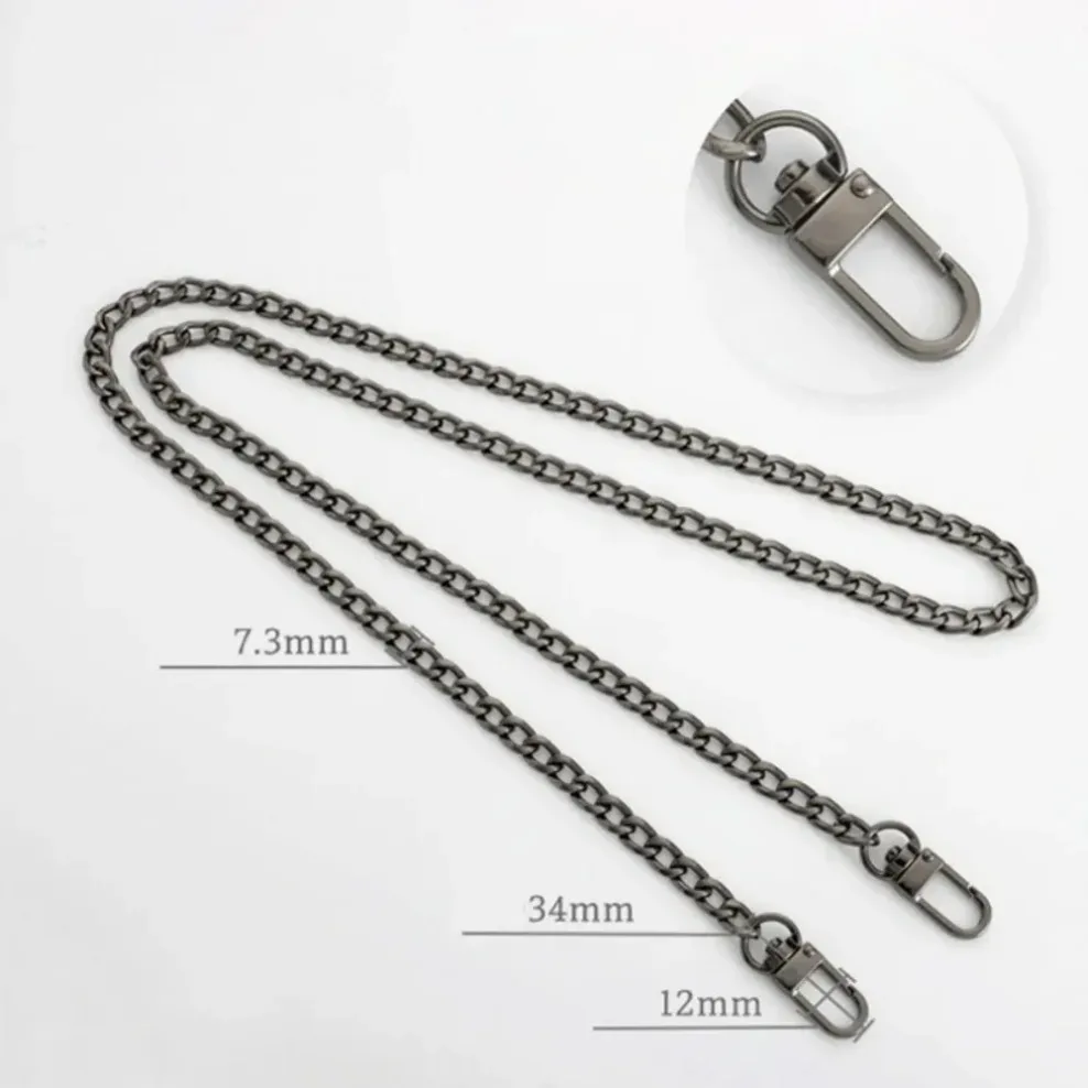 chaîne de sac à main en cuir de haute qualité 40/60/90/100/120 cm avec double fermoir à clip, poignée de remplacement pour sac à bandoulière, réparation diy