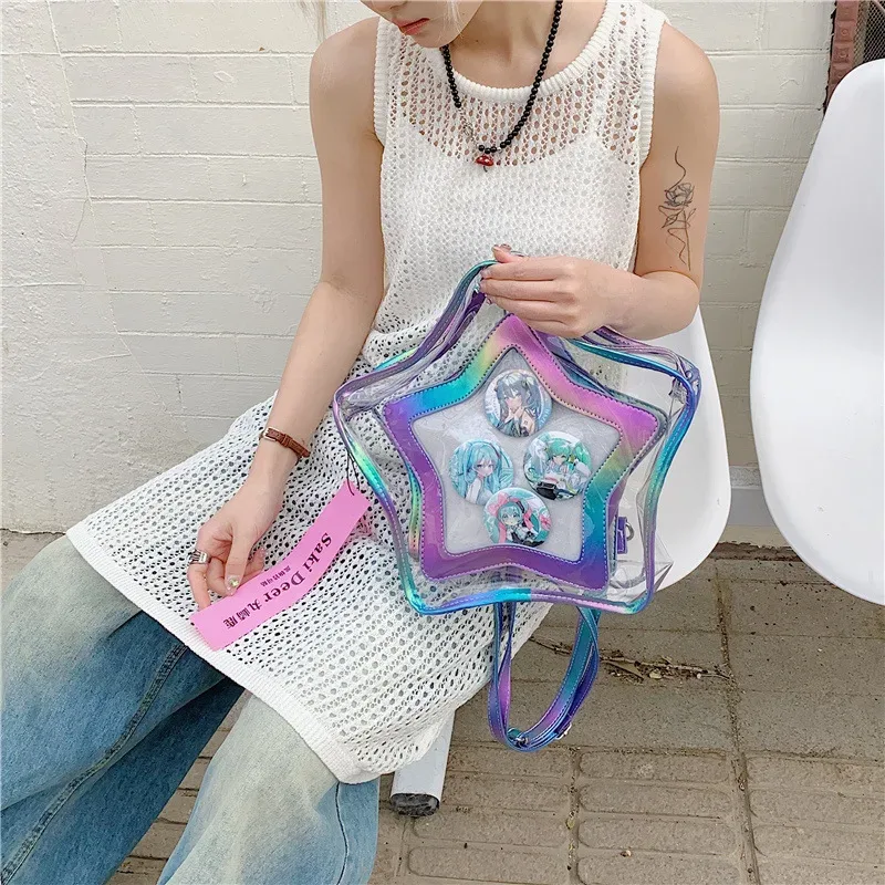 Transparent étoile Ita Mochila épaule Mochilas Mujer multi-fonction sac sac à dos décontracté japon doux Cool filles sacs pour femme