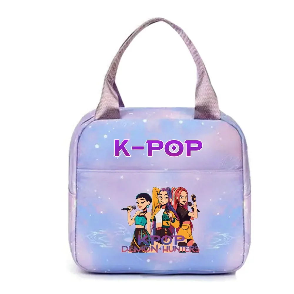 kpop demon hunters office workers avec sac à déjeuner portable isolé de grande capacité, sac à bandoulière à double usage
