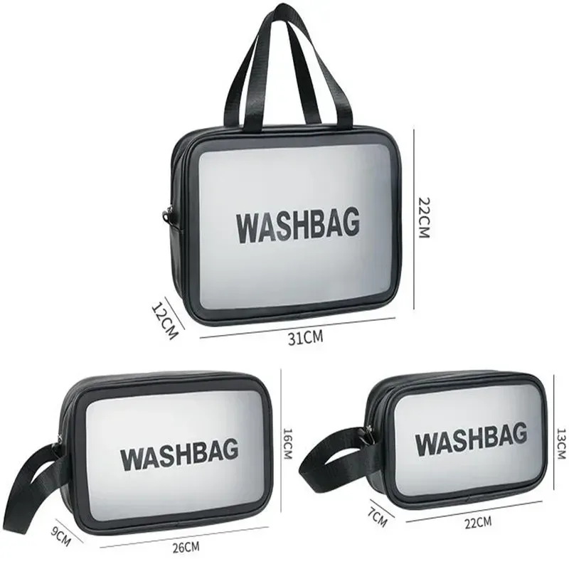 sac de rangement de voyage pour femmes, rangement de toilette, grande capacité, étanche, pvc, cosmétique, portable, trousse de maquillage à fermeture éclair, kit de lavage féminin