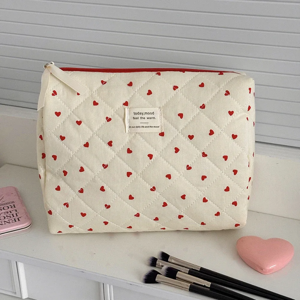sac de maquillage matelassé tendance pour femme, grande capacité, trousse de toilette, pochette de rangement cosmétique, sac à main, sac de maquillage zippé pour femme