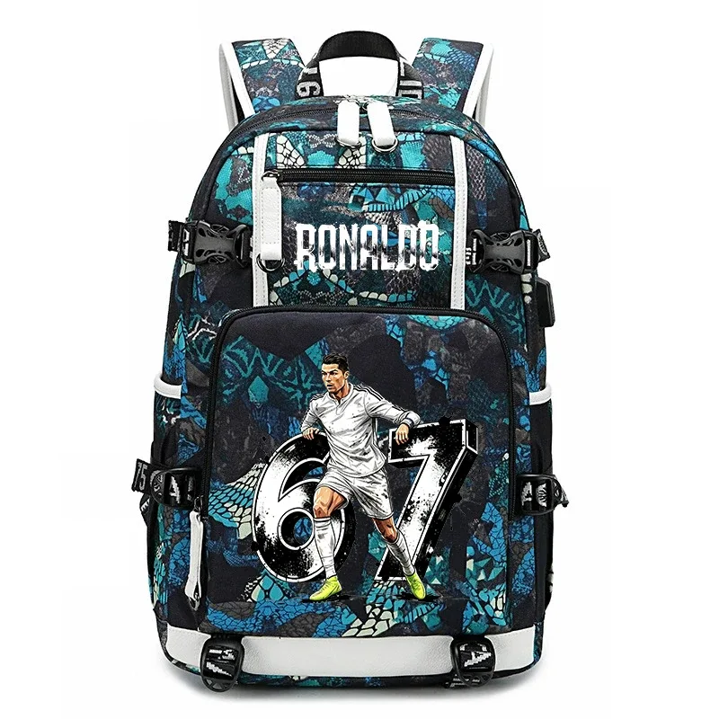 cr7 ronaldo 67 sac à dos imprimé de grande capacité pour étudiants, adolescents, enfants, sac à dos de voyage pour l'école