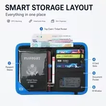 portefeuille de voyage anti-rfid, porte-passeport multifonction, étui pour cartes de crédit, organisateur de documents d'identité pour hommes et femmes, pochette antivol