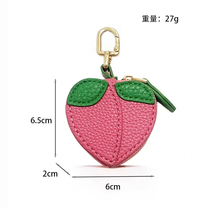 porte-clés en cuir motif fruit mignon, mini porte-monnaie à fermeture éclair pour sac à dos, breloque pour femme et fille, accessoires de vacances d'été à la plage, cadeaux