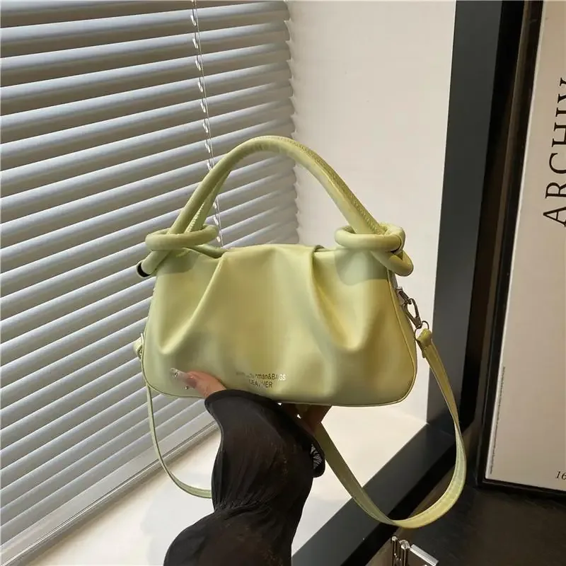 sac bandoulière tendance vert clair et blanc avec sangle amovible et poignées supérieures pour le shopping quotidien, les rendez-vous et les voyages