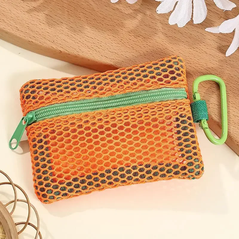 trousse de maquillage en maille transparente, pochette cosmétique portable élégante avec fermeture éclair, conception plate pour les articles de toilette et le rangement du maquillage
