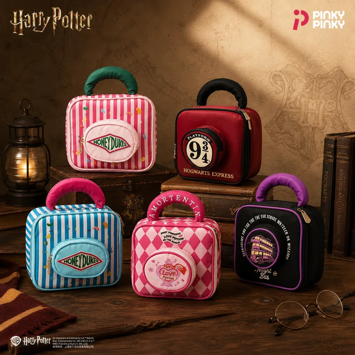 sac cosmétique pinky harry potter, trousse de toilette, sac à lunch, sac à main multifonctionnel pour les trajets quotidiens, les sorties, les cadeaux pour les étudiants et les femmes