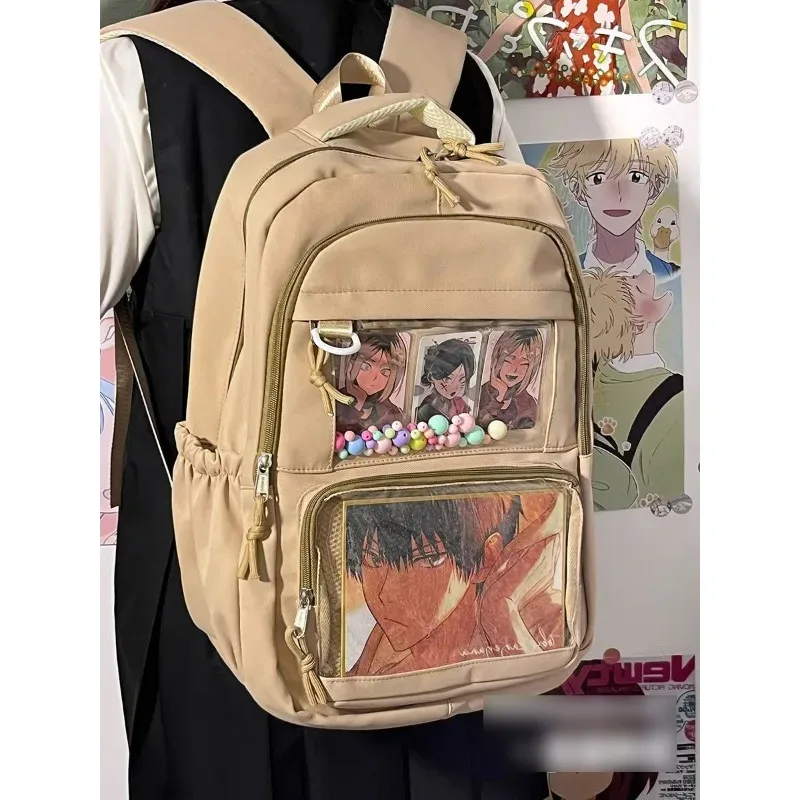sac à dos de grande capacité pour femmes, style collège simple japonais, cartable d'étudiant, sac à dos d'ordinateur, sac ita pour fille douce et mignonne