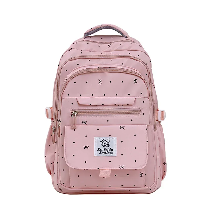 nouveau sac à dos tendance à nœud imprimé à pois pour femme, sac d'école mignon pour lycéennes, sac à dos décontracté pour femme, sac de voyage pour ordinateur portable