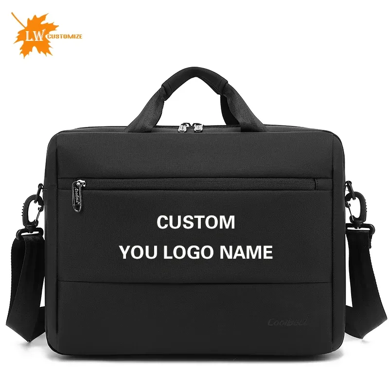 Porte-documents personnalisé avec Logo, sac pour ordinateur portable d'affaires, sac à bandoulière simple pour hommes, résistant aux chocs, ordinateur de 15.6 pouces, vente en gros