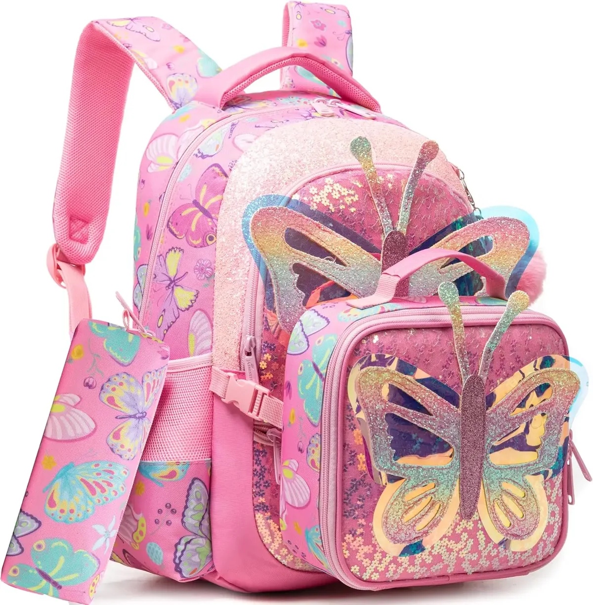 Sac à dos scolaire mignon pour filles, sac à bandoulière pour enfants avec boîte à lunch isotherme, sac à dos décontracté pour étudiants, cadeau de rentrée scolaire