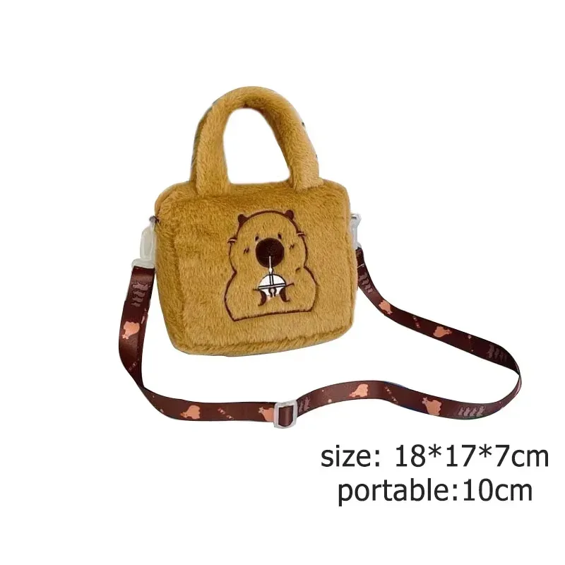 kawaii capybara sac à dos en peluche pour femmes polyvalent dessin animé drôle capibala sac à bandoulière alrge capacité sac fourre-tout