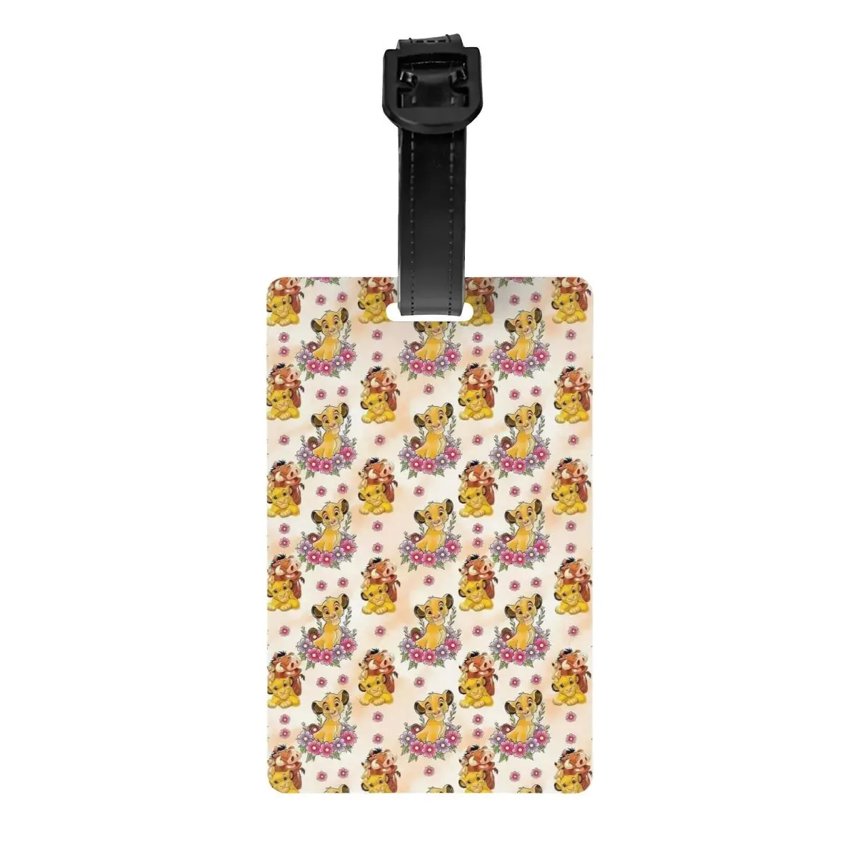 étiquette de bagage personnalisée rafiki avec carte nominative, étiquette d'identification avec couverture de confidentialité the lion cartoon k-kings pour sac de voyage et valise