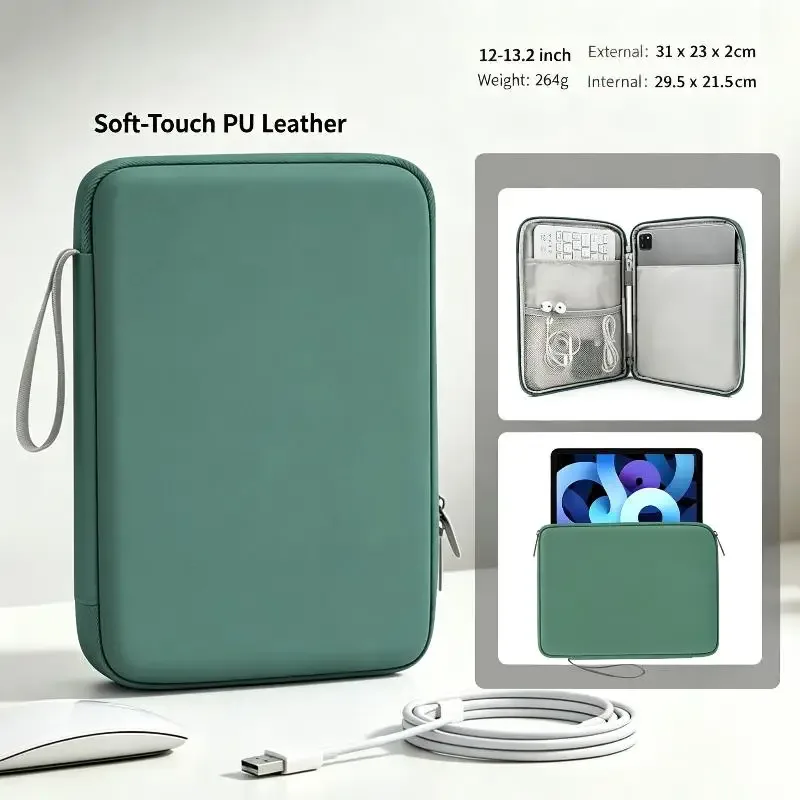 étuis pour tablette de 11/12,9 pouces, sacoche portable pour tablette, pochette de rangement protectrice pour les voyages quotidiens et l'utilisation au bureau