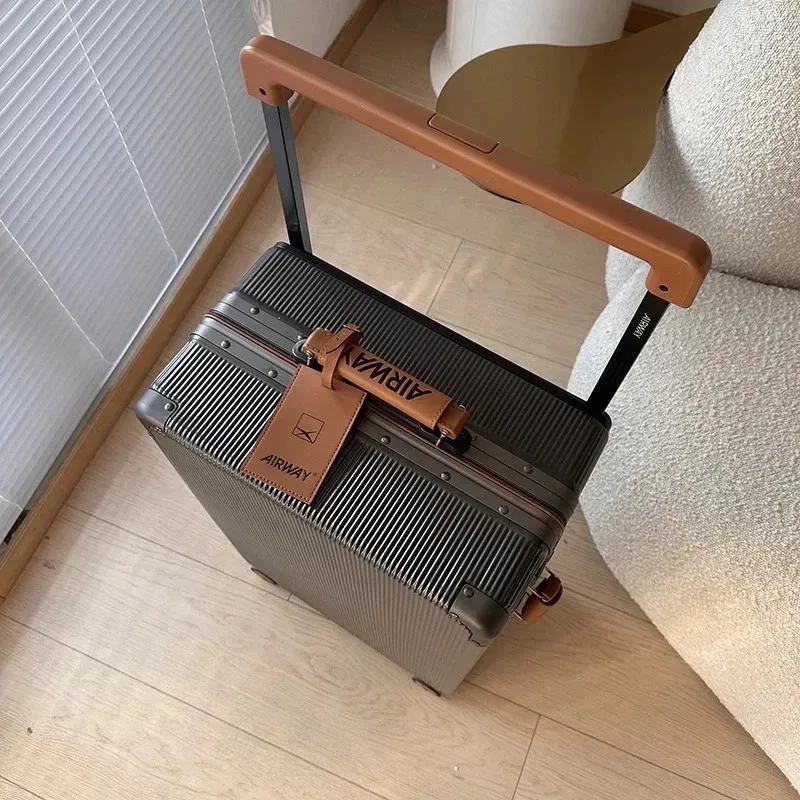 Nouvelle valise à roulettes de haute qualité pour femmes et hommes, avec cadre en aluminium, grande capacité, tige de traction large, 20, 24, 26, 28 pouces