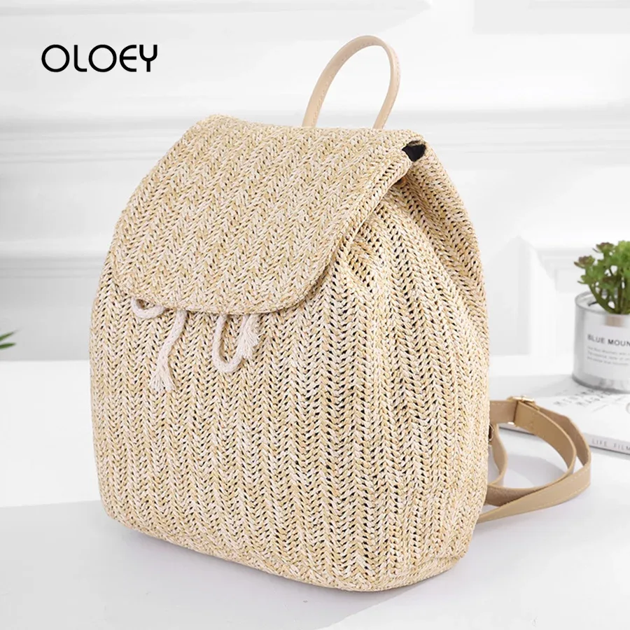 sac à dos tissé en paille pour femmes, sacs initiés, sacs à dos d'été pour adolescentes, sac de voyage féminin, sac à dos de nettoyage, qualité, mode