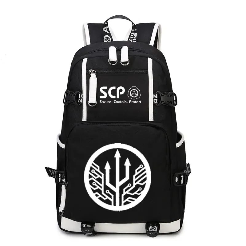 sac à dos scp secure contain protect, cartable noir, sacs d'école de dessin animé, sac à dos de voyage lumineux, sacs initiés par ordinateur portable usb