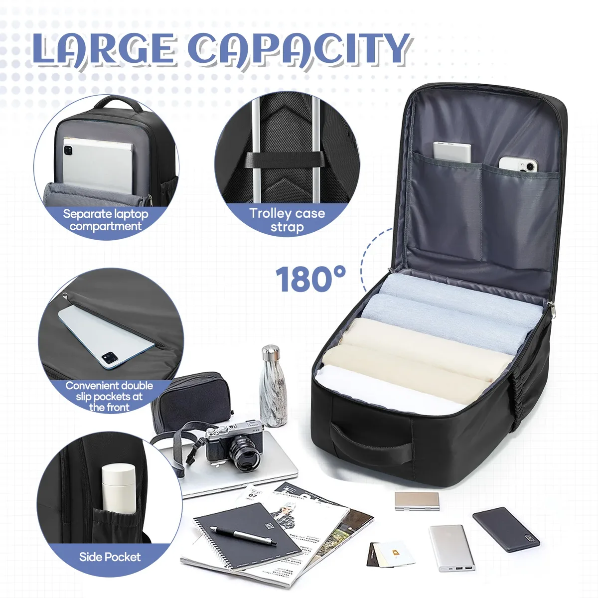 Sac à dos de voyage pour avion 40x30x20, sac à dos de cabine pour bagages à main Wizzair, sacs pour ordinateur portable pour hommes et femmes, sac d'école pour étudiants