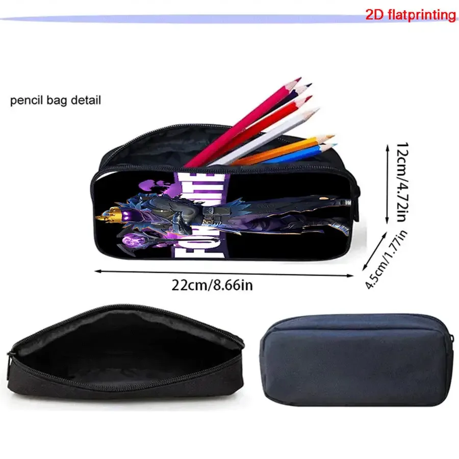 fortnite – sac à dos léger avec poche avant, sac bandoulière et trousse à crayons, pour garçons et filles de 5 à 10 ans, porte-clés imprimé en 3d gratuit, 3 pièces