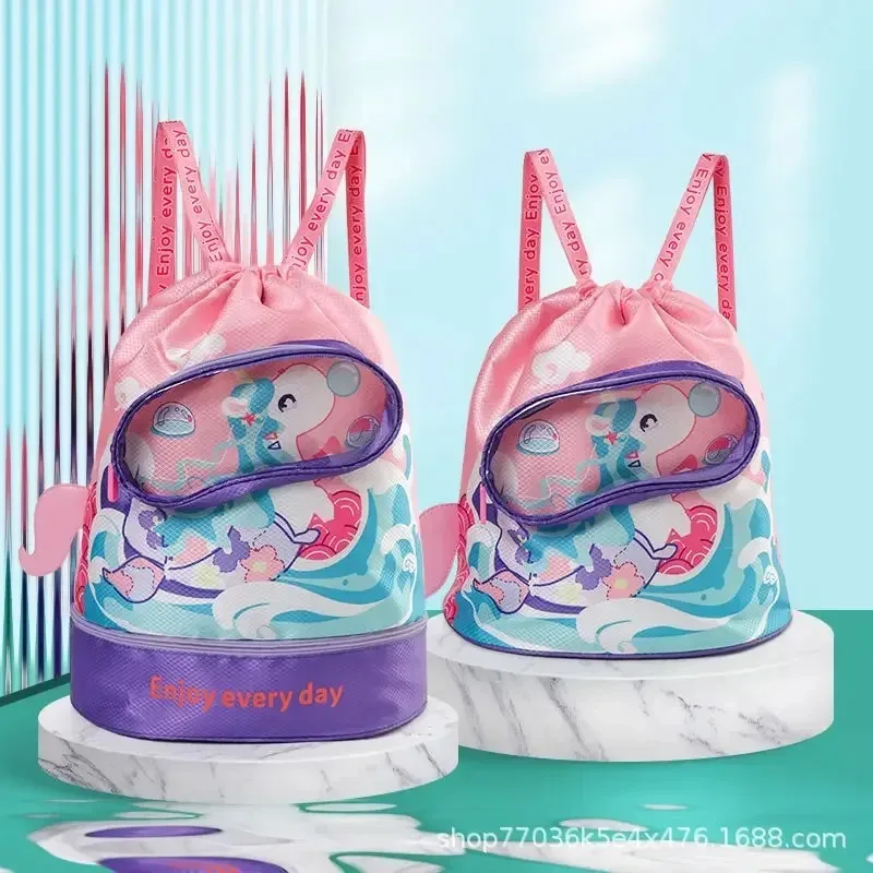 Sac de natation pour enfants étudiant mignon dessin animé Double épaule sac à dos poche mâle femme séparation étanche stockage B