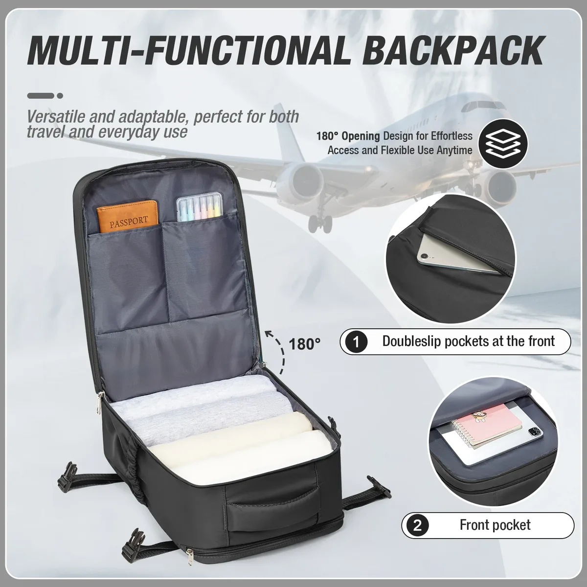 sac à dos de voyage pour ordinateur portable, pour femmes et hommes, bagage à main, pour affaires, université, étanche, pour avion, sac à dos ryanair 40x30x20