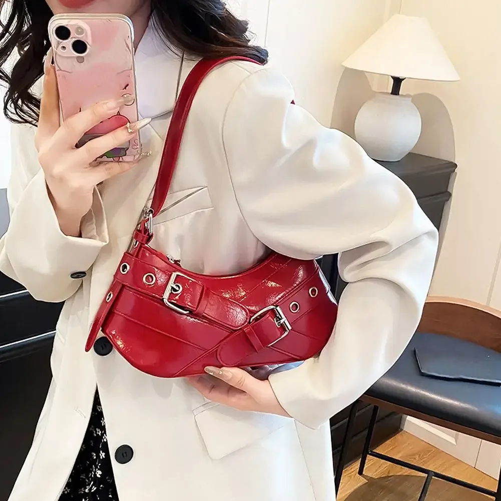 sac à main vintage sous les bras, sac à bandoulière de moto à la mode, style punk décontracté pour fille chaude, soirée quotidienne versa m1q5