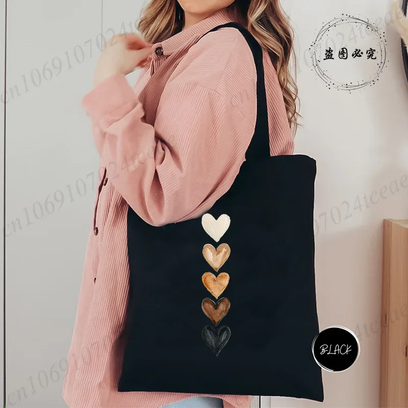 sac de shopping pour femmes minimaliste aquarelle coeur imprimé graphique sacs à bandoulière étudiants filles fourre-tout décontractés femmes sacs à main hg01