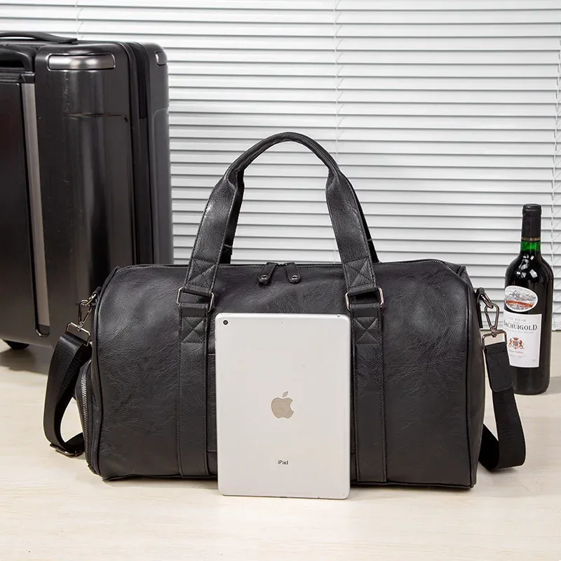 sac de voyage en cuir pour homme avec compartiment à chaussures, durable, grande capacité, sac de voyage pour week-end, pour avion, salle de sport