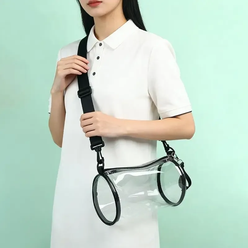 sac bandoulière transparent laser tendance pour femme, mini sac à main cylindrique pour les voyages et les sorties nocturnes