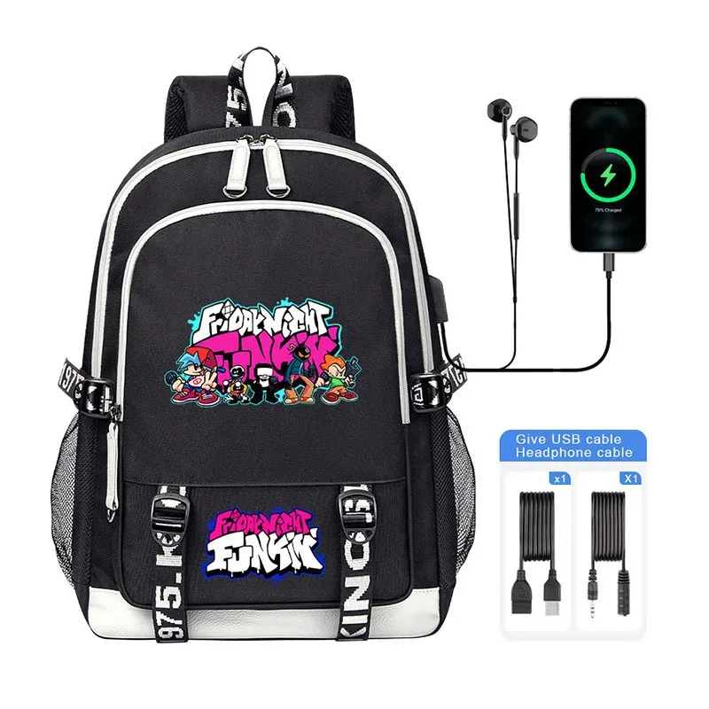 vendredi soir funkin enfants sac à dos haute qualité usb garçon fille sac d'école grande capacité hommes étudiants ordinateur portable sac à bandoulière