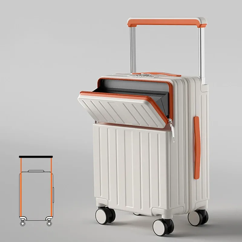 valise de voyage à roulettes avec poignée large, ouverture frontale, compartiment pour ordinateur portable, chargement usb, 20, 22, 24, 26 pouces