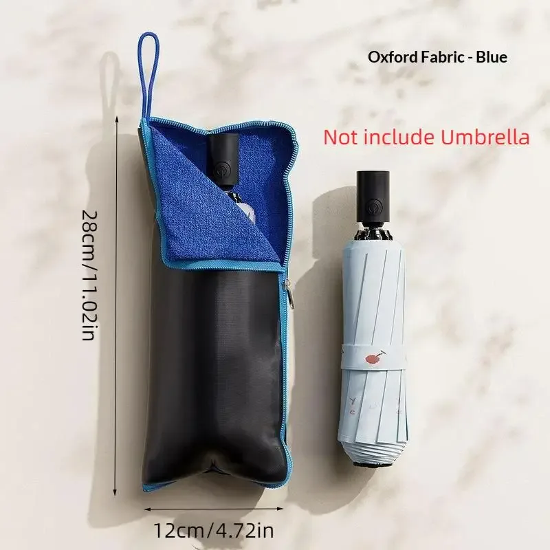 sac de rangement pour parapluie en microfibre, forte absorption d'eau, porte-parapluie pliable avec fermeture éclair et boucle de suspension, lavable à la main