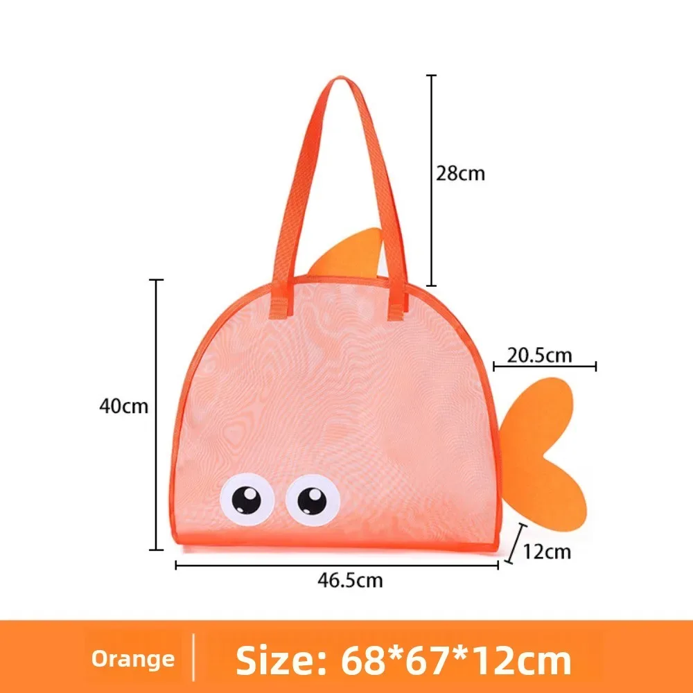 sacs de plage en maille colorés pour enfants, motif requin de dessin animé, anti-sable, séchage rapide, sacs de rangement pour coquillages et jouets, pour les vacances des tout-petits