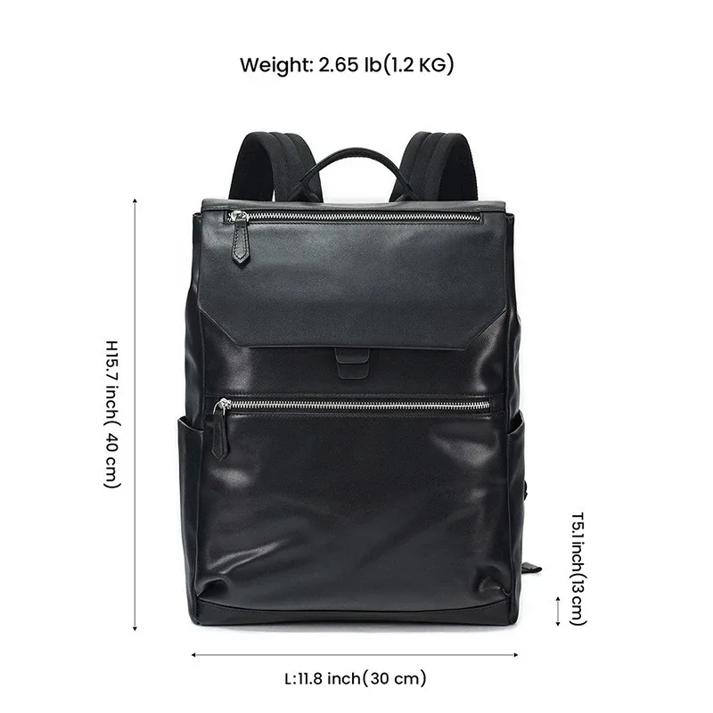 sac à dos en cuir véritable pour hommes, sac de voyage imperméable de grande capacité, pour les déplacements professionnels, le travail quotidien en plein air