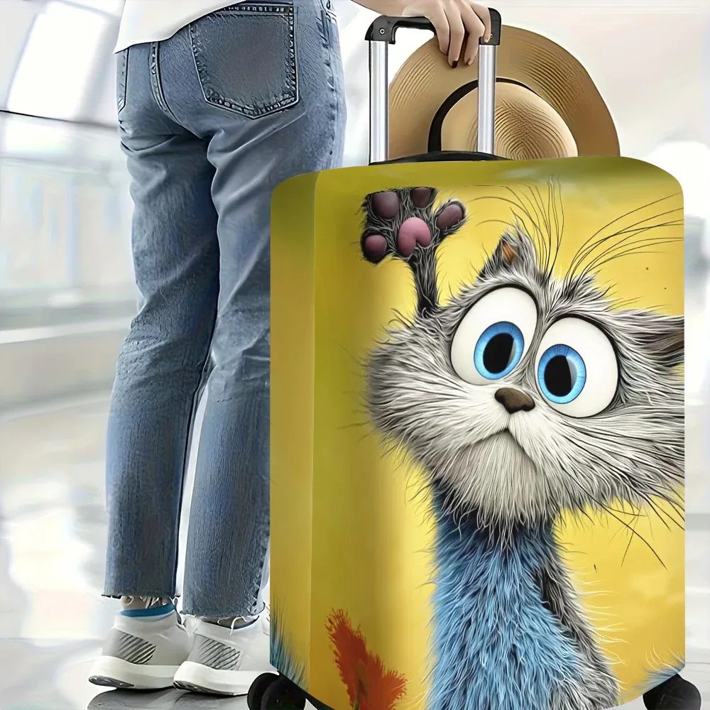 1 housse de bagage fantaisie à motif œil bleu pour bagages de 18 à 32 pouces ; accessoires de voyage anti-poussière et élastiques pour une protection efficace