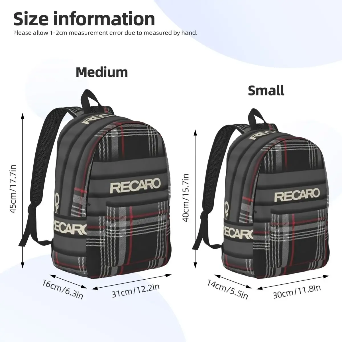 sac à dos d'étudiant recaros à carreaux écossais, sac d'école, sac à dos de randonnée, sac de voyage pour hommes et femmes, sac à bandoulière