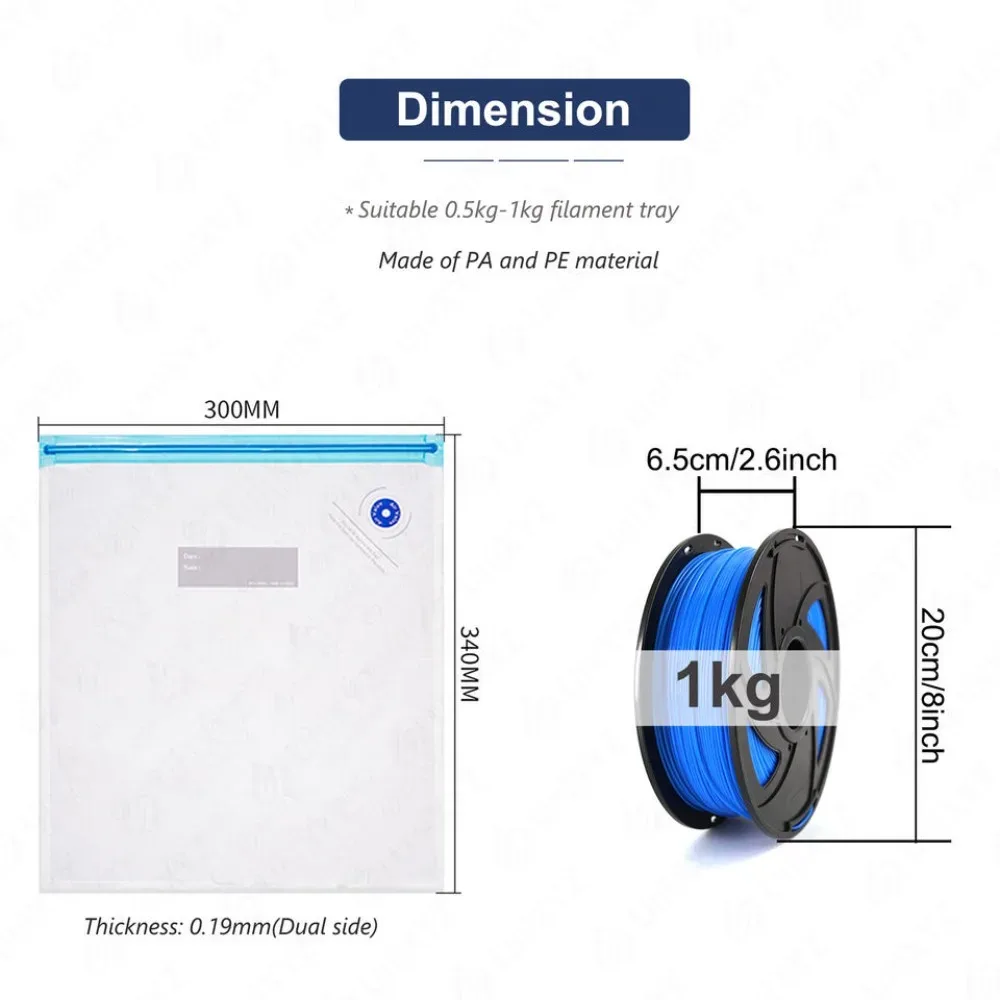 sacs de rangement sous vide pour filament d'imprimante 3d, hermétiques, anti-humidité, anti-poussière, réutilisables, avec valve unidirectionnelle, consommables d'impression 3d