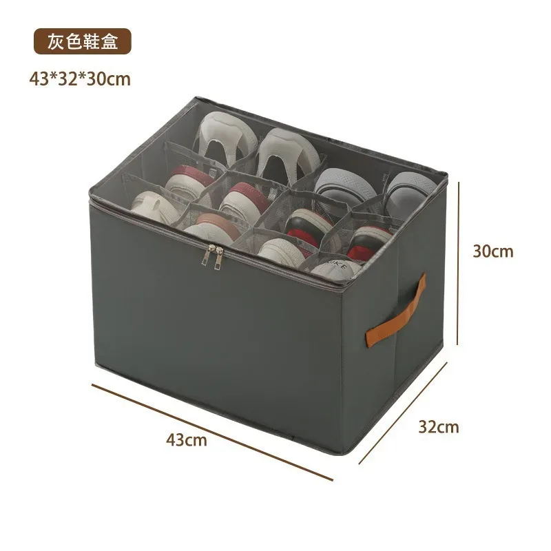 boîte de rangement pour chaussures, organisateur en tissu oxford 600d, pliable, avec couvercle transparent et fermeture éclair, pour sous le lit, dans la placard ou la garde-robe, anti-poussière, compartiments de rangement