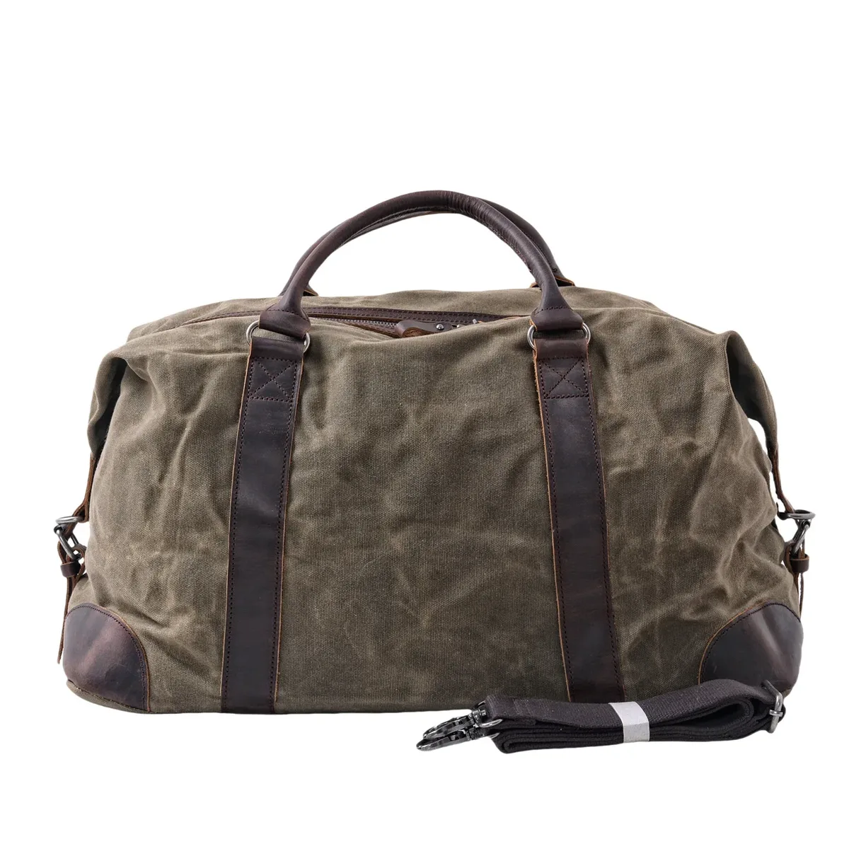 sac de voyage rétro européen et américain en toile cirée imperméable et cuir de vachette, sac de week-end grande capacité pour homme