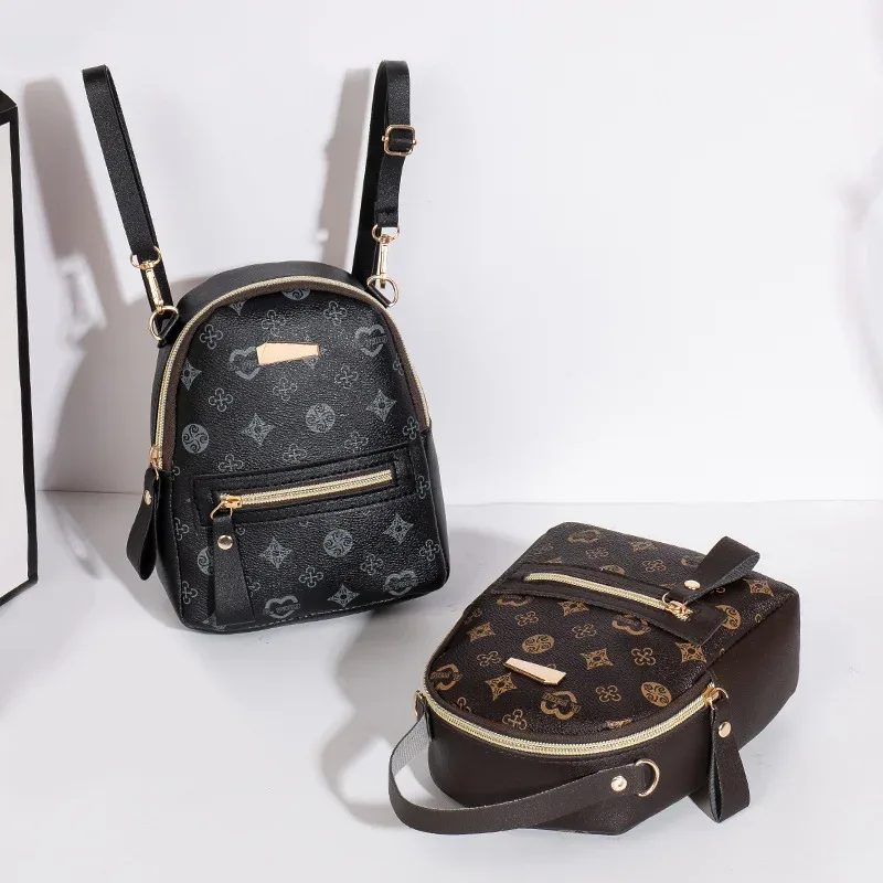 sac à dos mini femme cuir pu imprimé élégant multifonction léger sac à bandoulière pour sortie quotidienne voyage