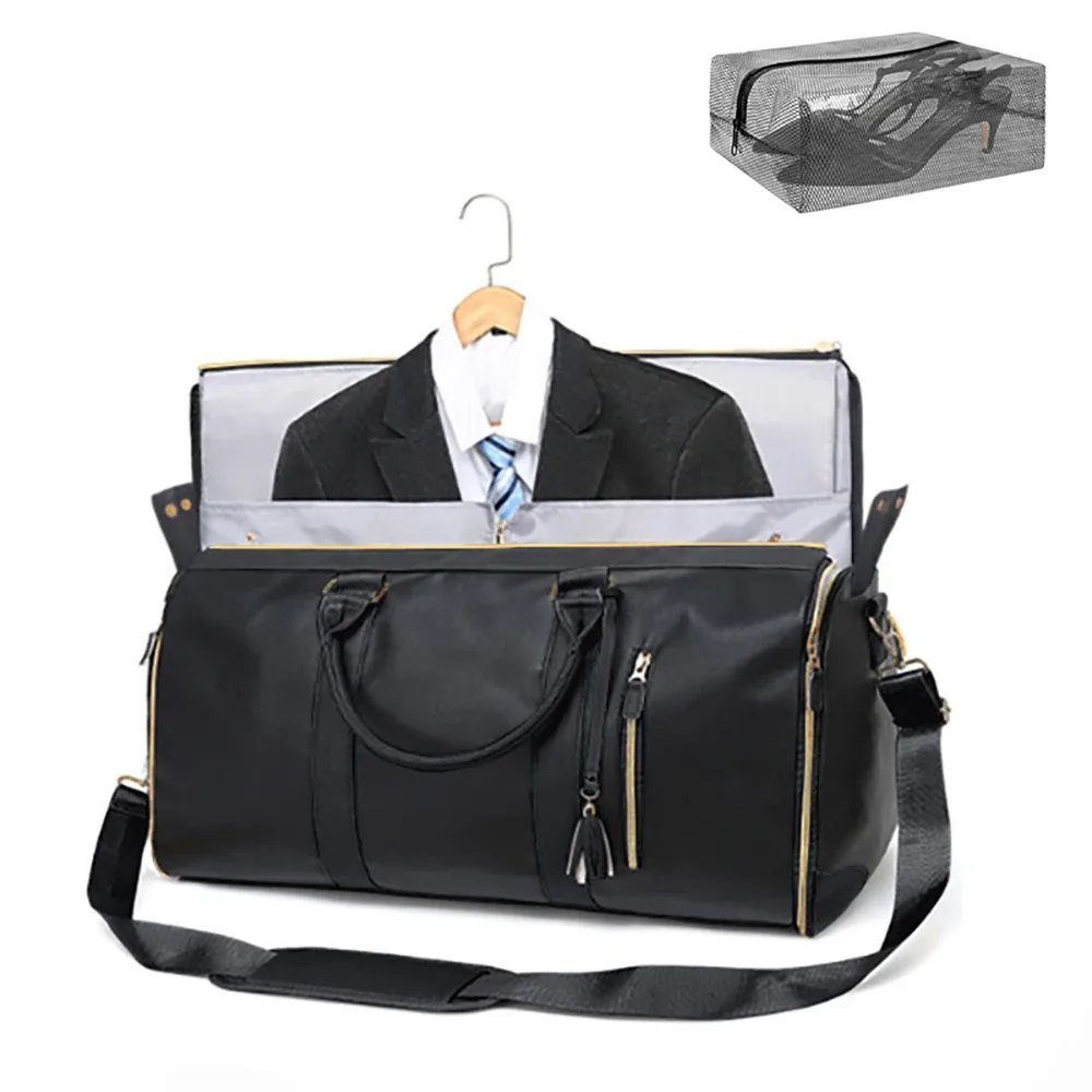 sacs de voyage pour vêtements, sacs de rangement multifonctionnels pliables pour femmes avec pochette à chaussures 2 en 1, valise suspendue