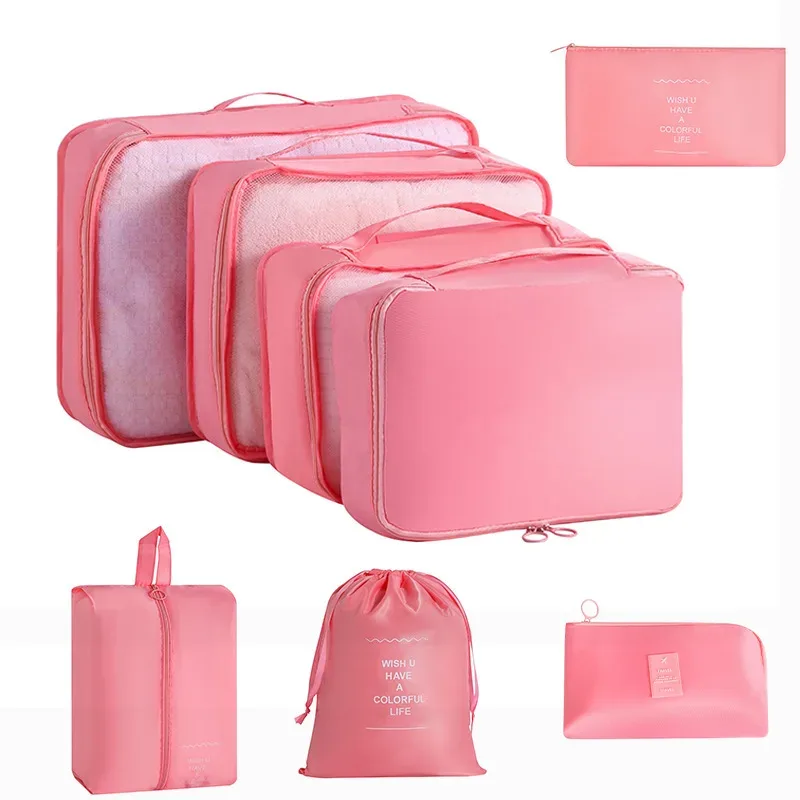 ensemble de rangement de voyage : sacs de rangement pour vêtements, chaussures, articles de toilette et maquillage, grande capacité, valise portable, sac de classification